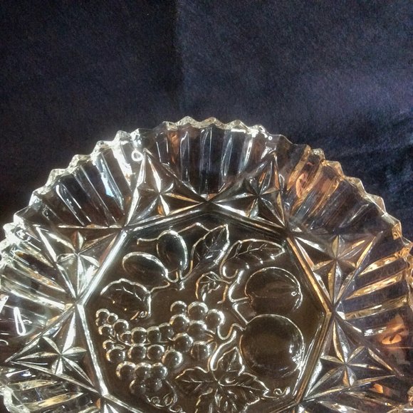 Federal Clear Glass Pioneer Fruit Motif Bowl Table Centerpiece Kitchen Display - Picture 2 of 5